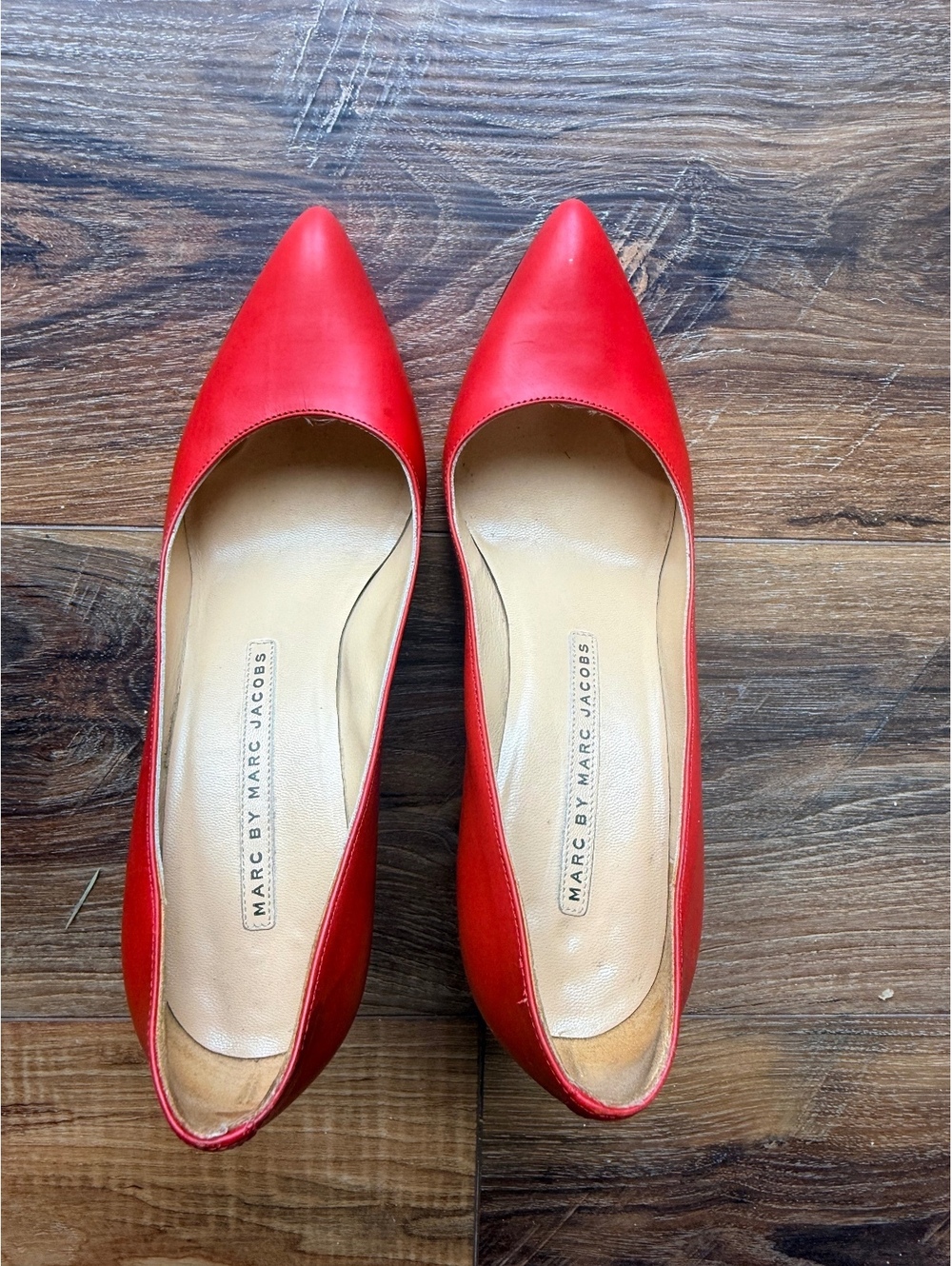 Marc by Marc Jacobs Red Leather Pointed Toe Pumps Size 37